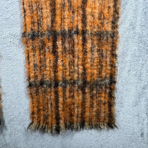 Hemmings Vintage Irish Plaid Scarf Mohair Wool Orange Grunge Layer Cozy Warm - Picture 4 of 6